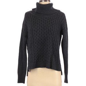 American Eagle Outfitters Charcoal Grey Cableknit Turtleneck Long-Sleeve Sweater